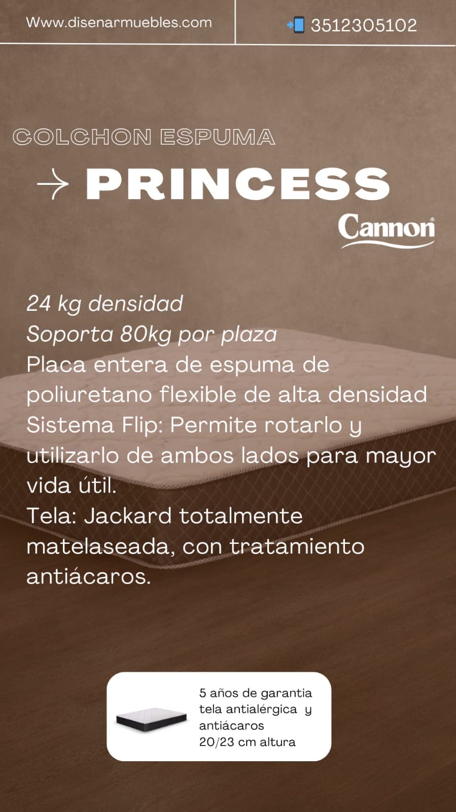 Colchón Canon Princess ficha técnica