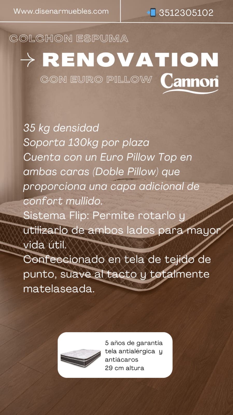 Colchón Canon Renovation Euro Pillow especificaciones