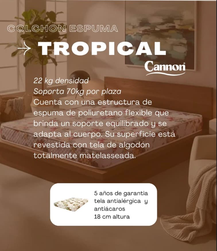 Colchón Canon Tropical especificaciones