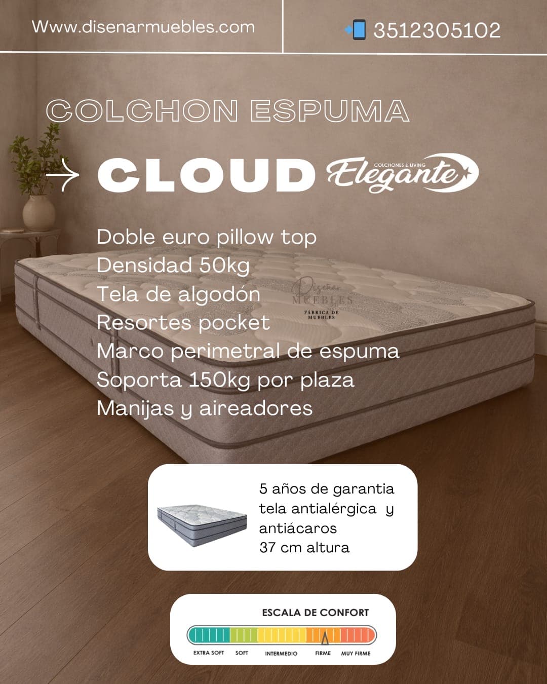 Colchón Elegante Cloud especificaciones