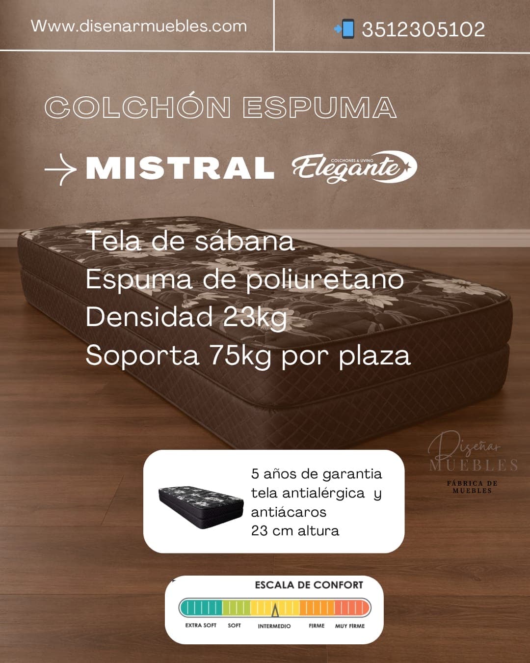 Colchón Elegante Mistral especificaciones