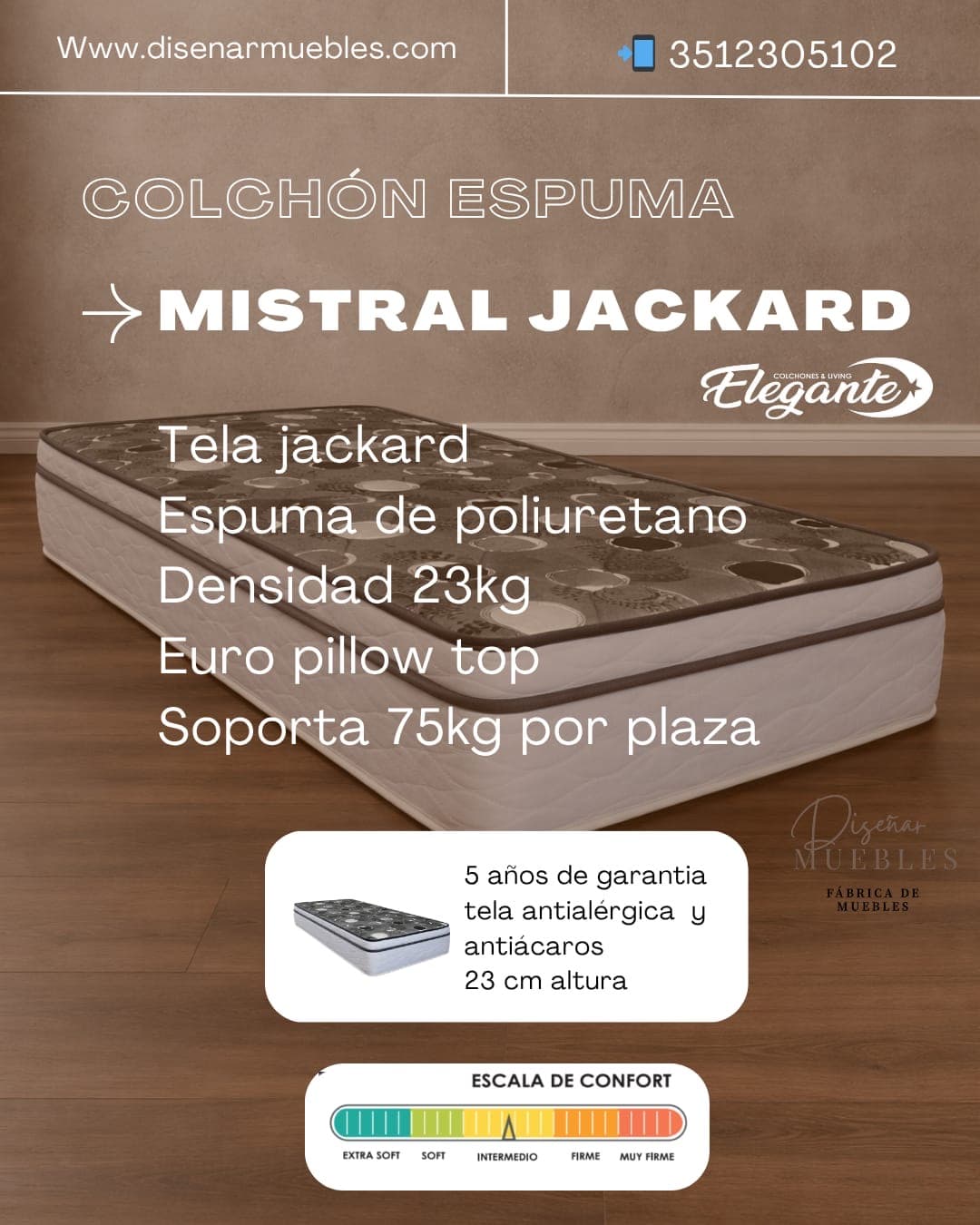 Colchón Elegante Mistral Jackard especificaciones