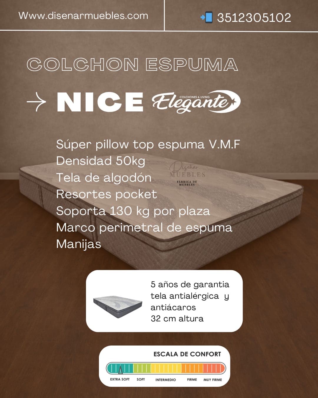 Colchón Elegante Nice especificaciones