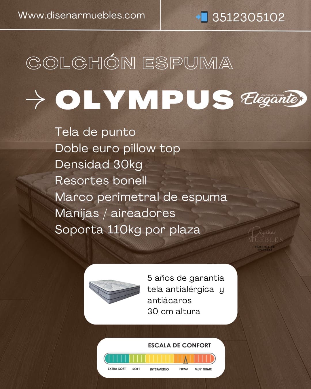 Colchón Elegante Olympus especificaciones