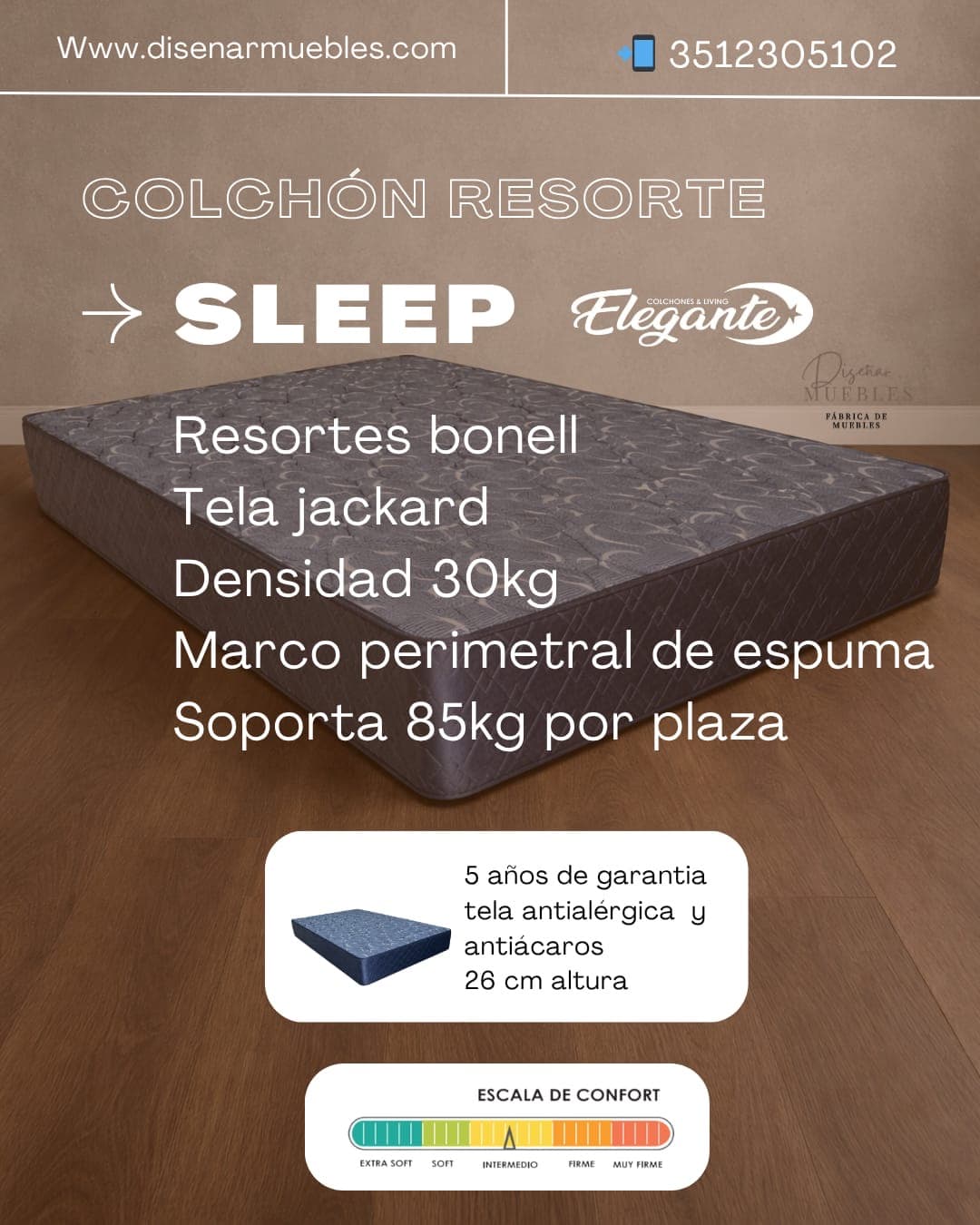 Colchón Elegante Sleep especificaciones