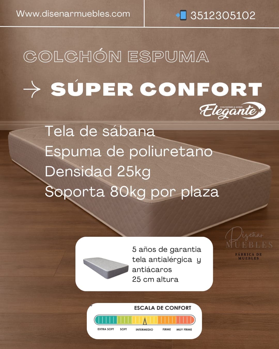Colchón Elegante Super Confort especificaciones