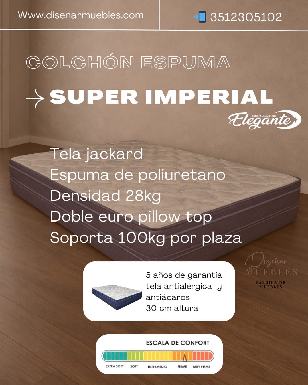 Colchón Elegante Super Imperial especificaciones