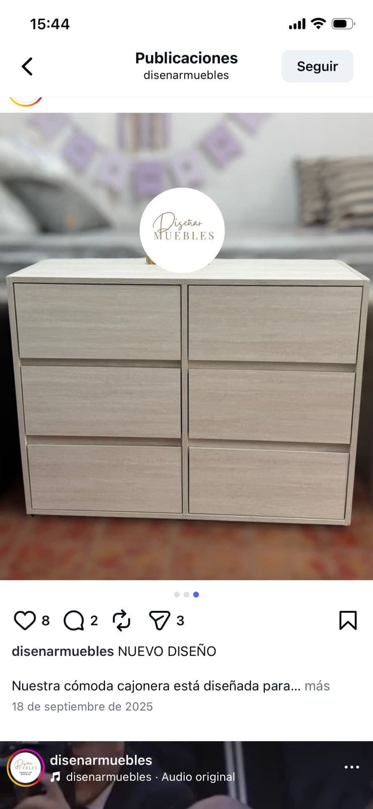 Cómoda Cajonera publicación Instagram